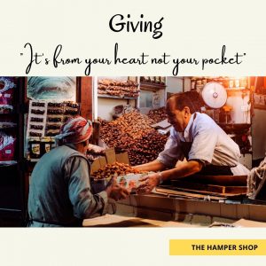 A picture saying Giving is from the heart and not from the pocket