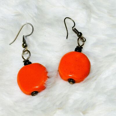 z -Orange Bead Earrings