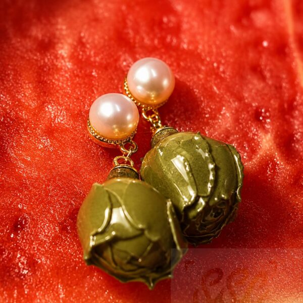 Statement Earrings, emerald rose