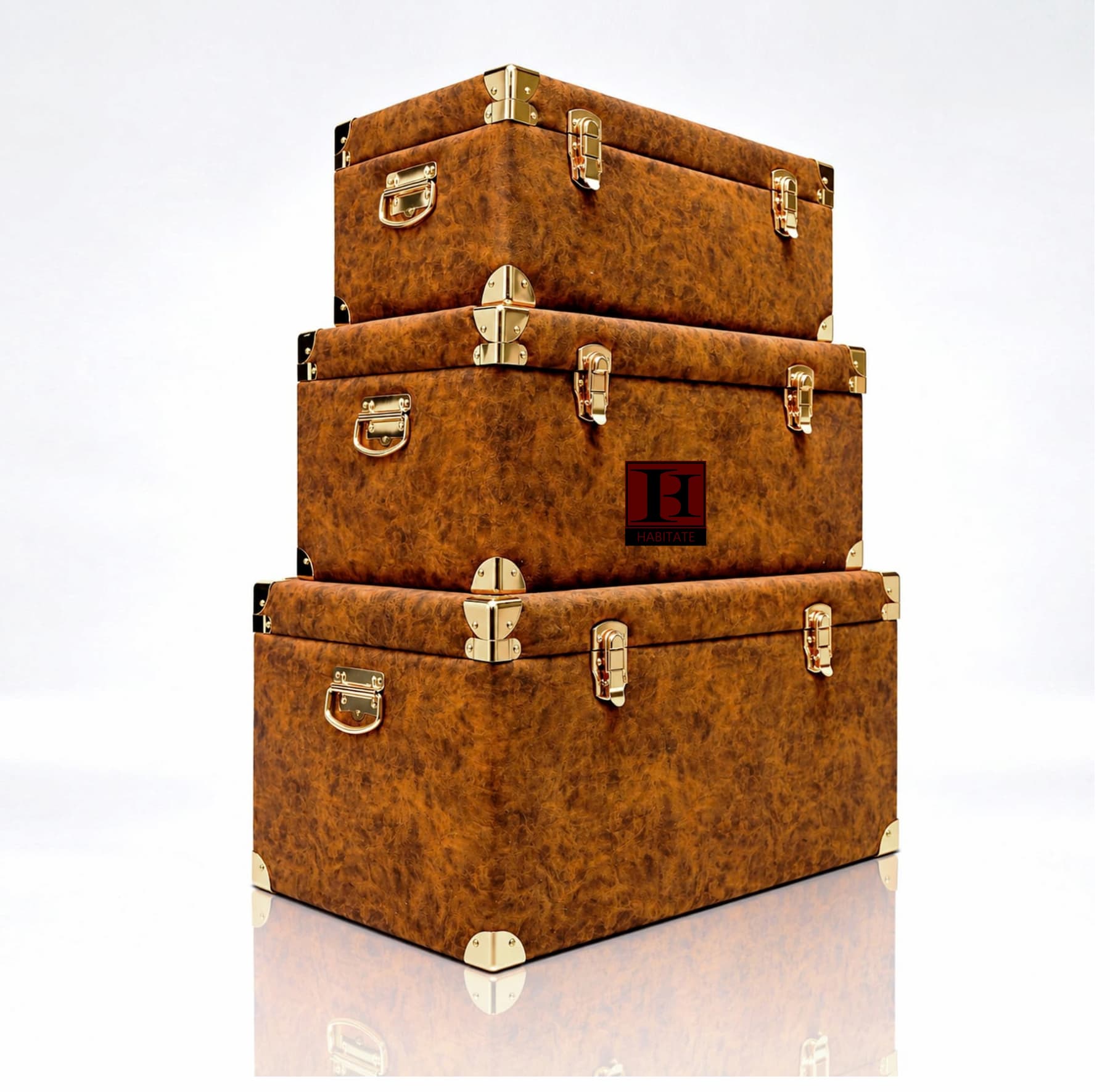 Marble Trunks - Brown, Lid Closed - 2